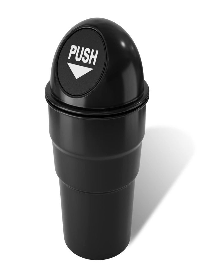 Moeput Mini Car Trash Can Cute Cup Holder Automotive Garbage Cans Cupholder Trashcan Portable Vehicle Bin Dustbin with Lid Leakproof Cool for Office Desktop Home Kitchen Bedroom (Black) - Image 1